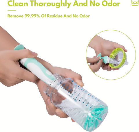 Pink Baby Bottle Brush 2-Pack, Suction Base & Hidden Cleaner