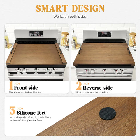 GASHELL Noodle Board Stove Cover with Handles for Electric, Gas Stove Top
