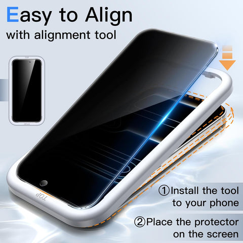 JETech Privacy Screen Protector for iPhone 17 Pro, 2+2 Pack