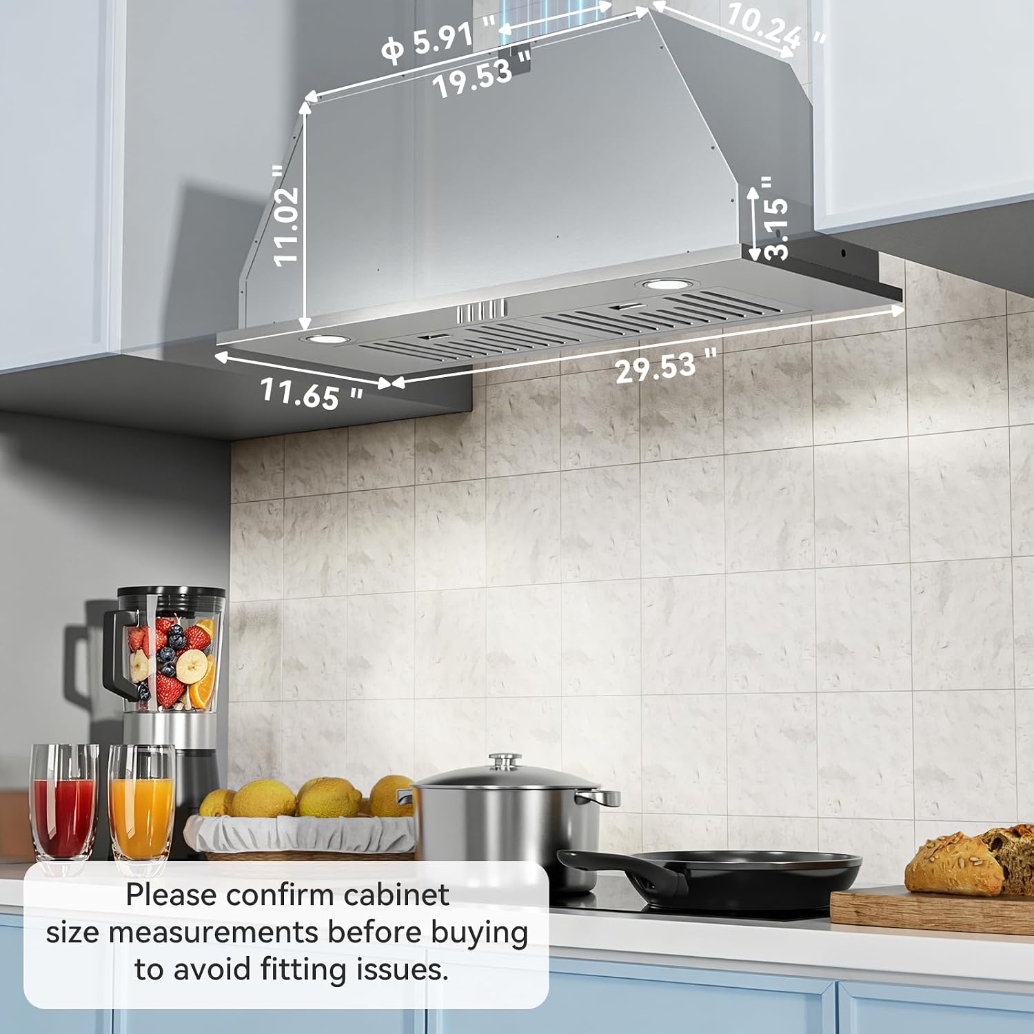 Hermitlux Insert Range Hood 30″ Built-in Vent Hood, 600 CFM for Kitchen