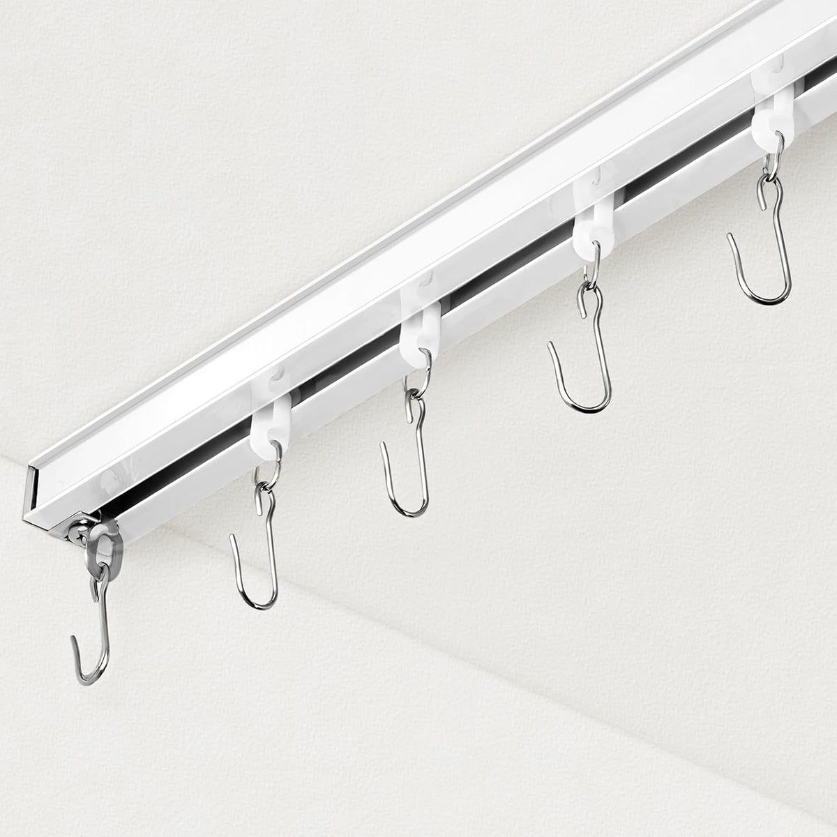 FELIDESIGN Ceiling Curtain Track, Room Divider Rail Set, White, 15ft-18ft