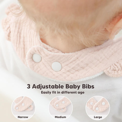 Bearmoss 8 Pack Muslin Baby Bibs for Drooling and Teething, Bibs for Girls
