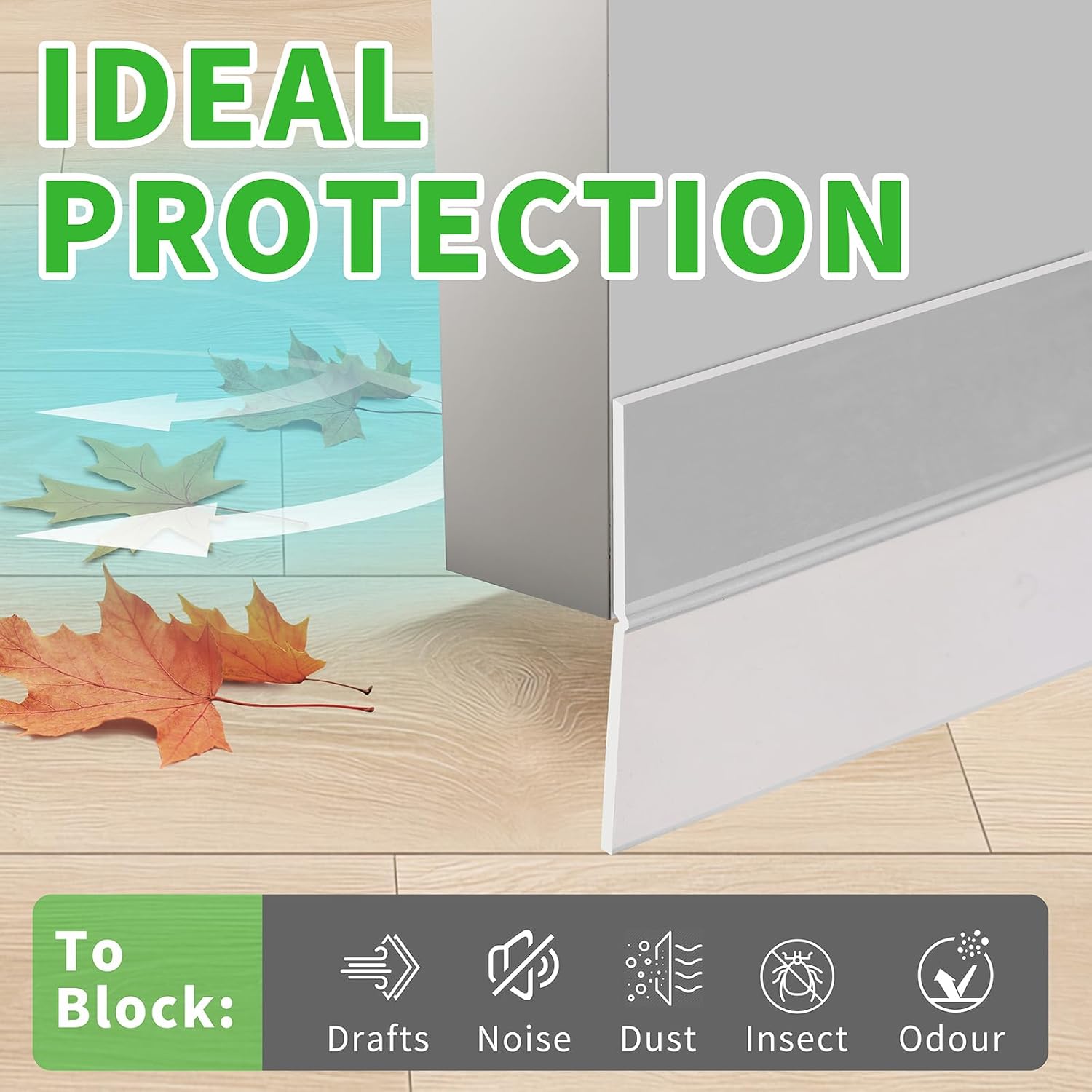 Weather Stripping Door Seal 33ft Extra-Wide Silicone, Strong Adhesive, Seals Large Gaps for Maximum Winter Cold Protection and Weatherproofing, 1.8in Transparent