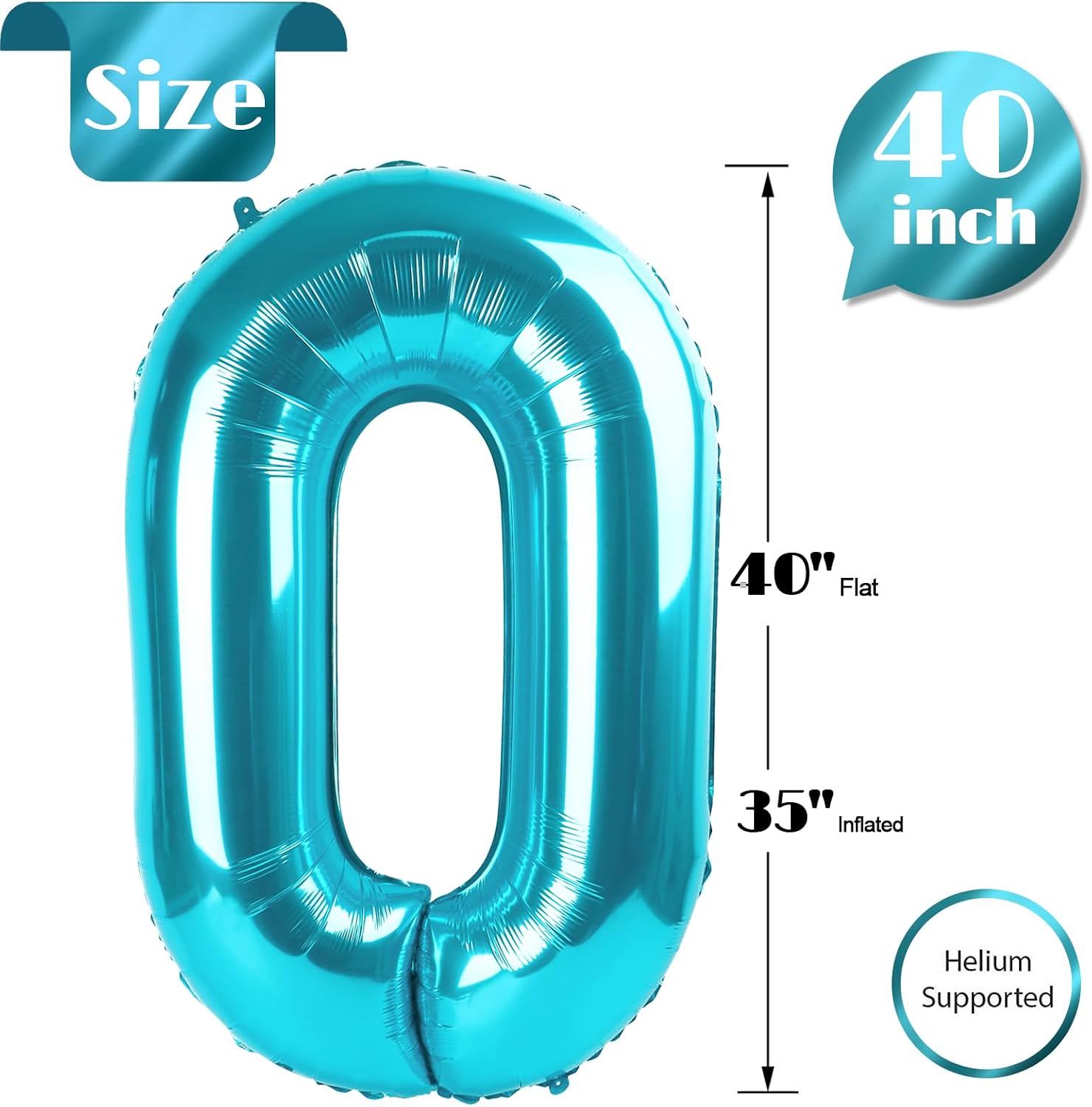 LightBlue 0 Balloon - Number Balloon 40 Inch, 0th LightBlue Decorations