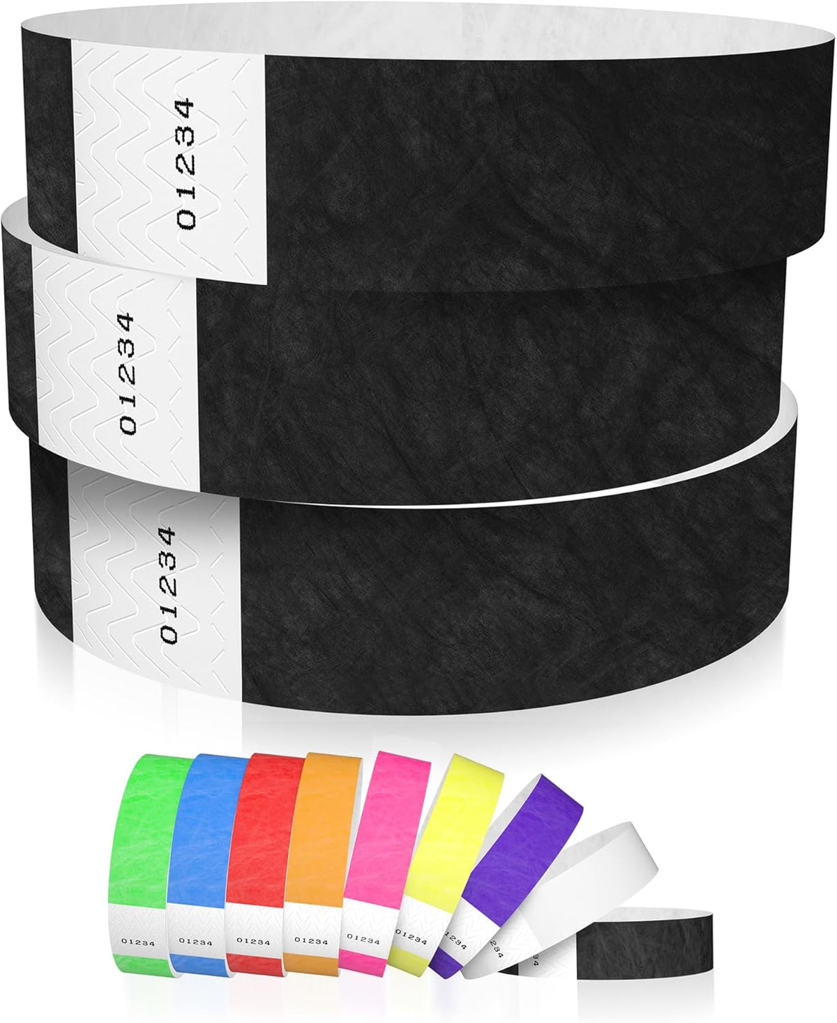 600 WristCo Black Tyvek Wristbands for Events - Tamper-Proof Design