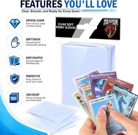 1000 Counts Card Sleeves Top Loaders for Trading Cards, Penny Soft Sleeves Baseball Card Sleeves Protectors Fit for Sports Cards, Football, Game Card