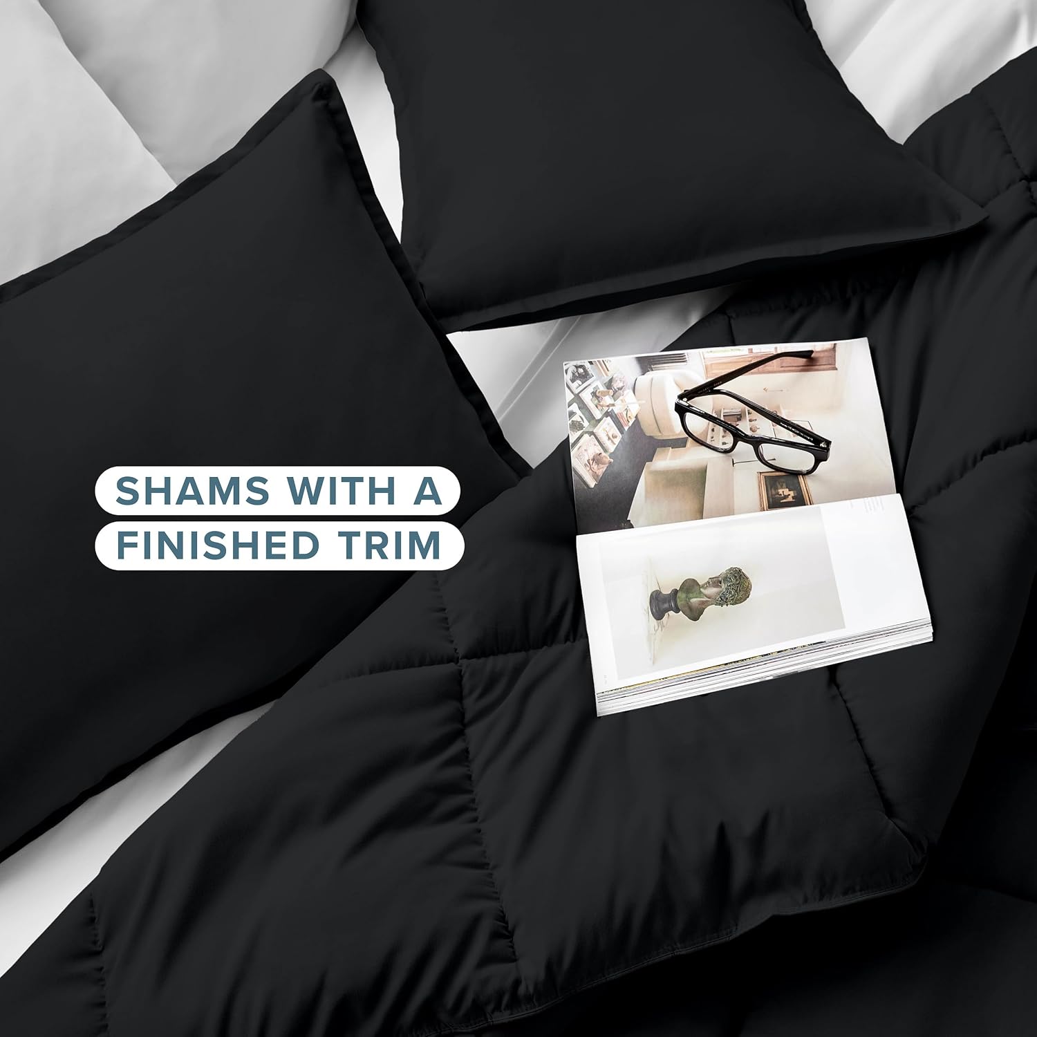 Bare Home Full Comforter Set - 1800 Ultra Soft (Full, Black)