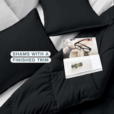 Bare Home Full Comforter Set - 1800 Ultra Soft (Full, Black)