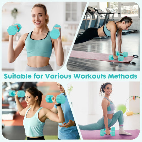 EQUIPRO Adjustable Dumbbell Set, 4 in 1 Free Weights Dumbbells Set for Women, Weights for Women at Home, 2lb 3lb 4lb 5lb with TPU Soft Rubber Handle for Home Gym Exercise Training