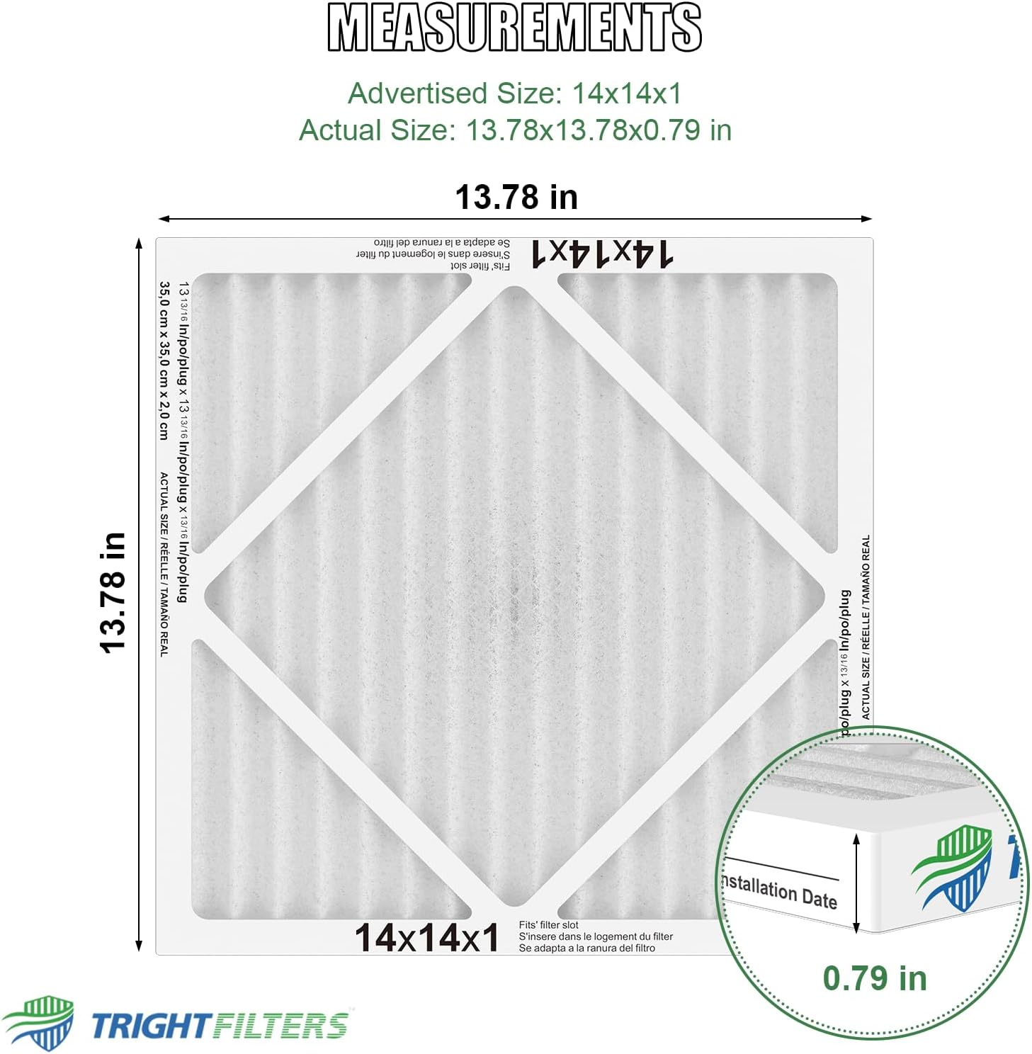 TRIGHTFILTERS 14x14x1 Air Filter 6 Pack, MERV 8 Filter Replacement