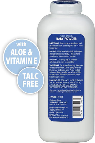 HealthWise Corn Starch Baby Powder, Talc-Free, 15 oz