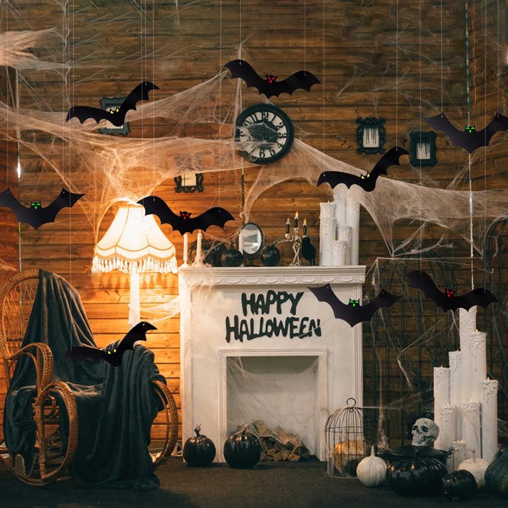 YUJUN Halloween Hanging Bats for 12PCS 3D Halloween Yard Outdoor Decoration