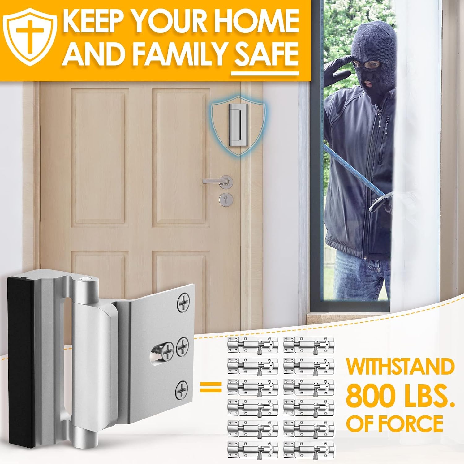 Door Reinforcement Lock Safety Home Security Front Door Lock Child Proof