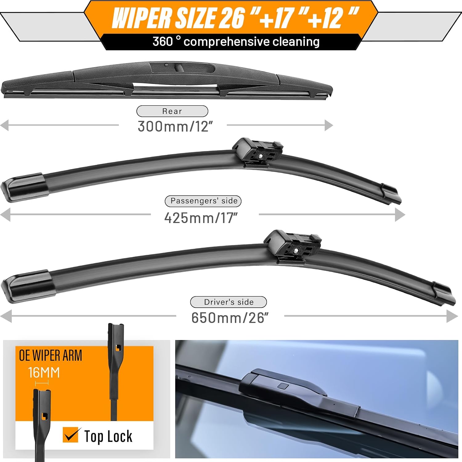 AUTOBOO Windshield Wiper Blade Replacement for Honda HR-V HRV 2023-2025