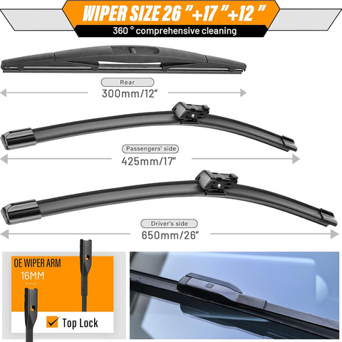 AUTOBOO Windshield Wiper Blade Replacement for Honda HR-V HRV 2023-2025