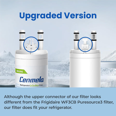 WF3CB Replacement Water Filter, Compatible with Frigidaire WF3CB, Pure Source 3, 706465, 242069601, 242086201, 242017800, WF425, Height 9 inches, Pack of 2