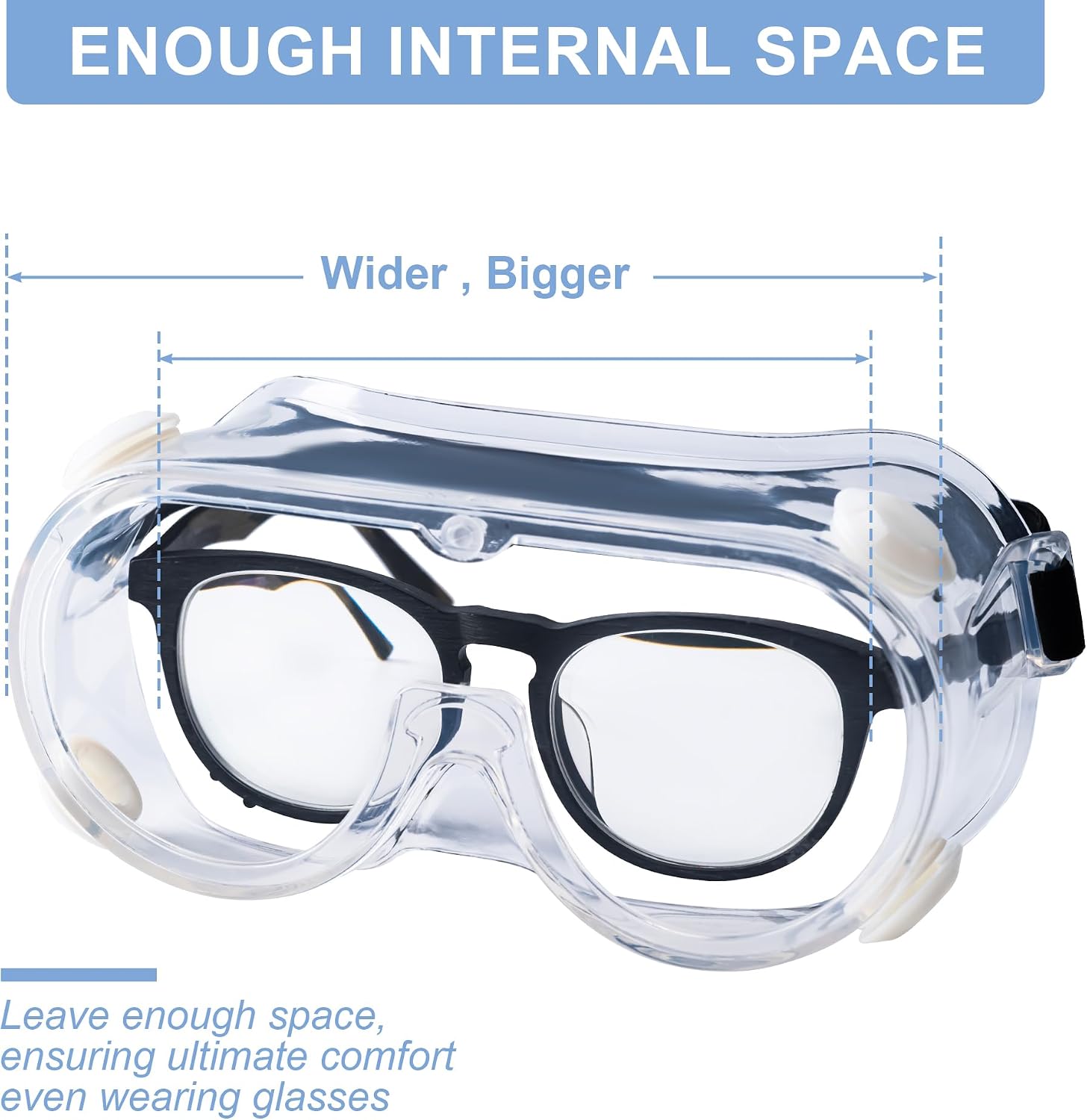 Honmein 2-Pack Safety Goggles, Anti-Fog Lab Goggles for Men and Women