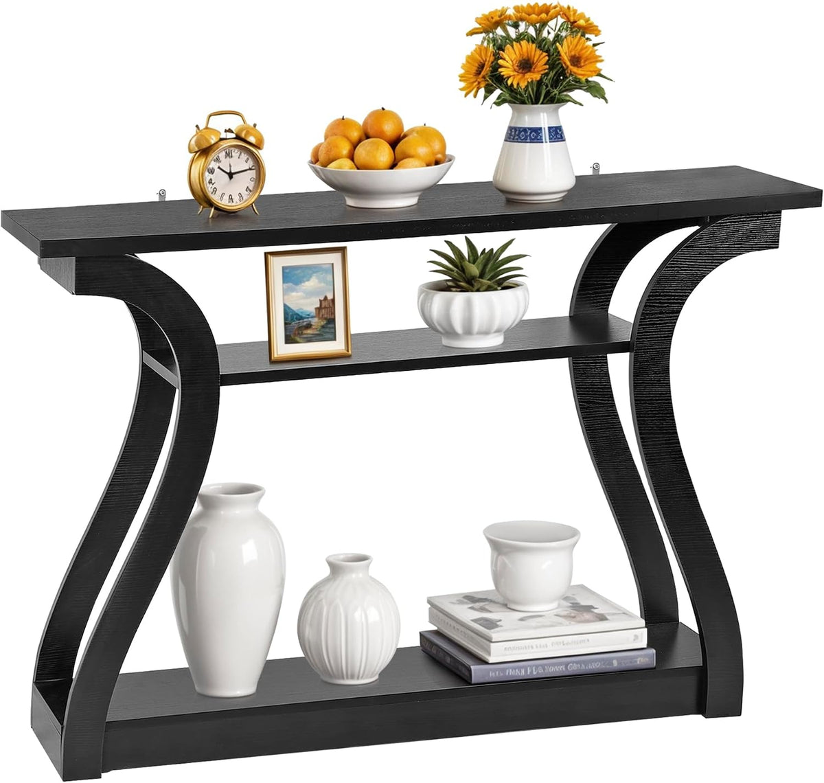 ZenStyle Wood Console Table, 3 Tier Modern Accent Sofa Table for Entryway, Living Room, Hallway, 49 in Wide, Easy Assembly