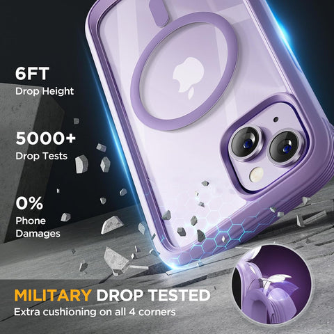 Miracase for iPhone 14 Case,Full-Body Bumper &Glass Screen Protector,Purple