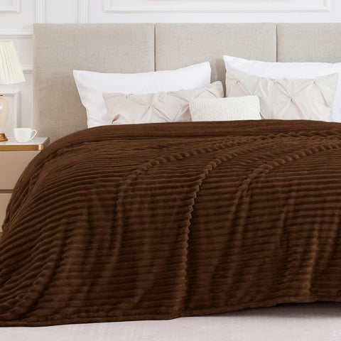 BEDELITE Ribbe Blankets Queen Size for Bed, Chocolate Brown, 90"x90"