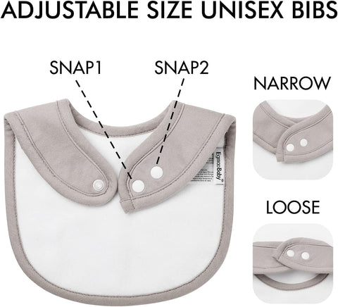 10 Pack Cotton Snap Bibs for Baby Boy Girl, Super Soft Drool Bibs for Teething and Feeding