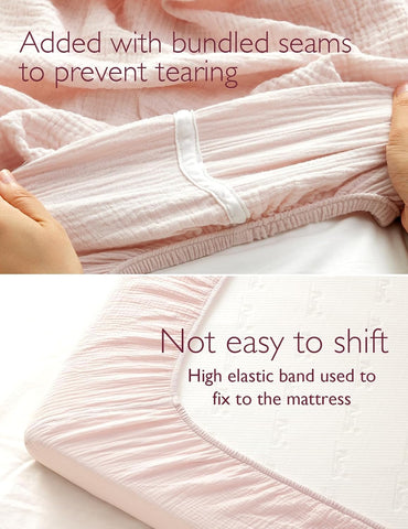 Momcozy Crib Sheets 52"x28", 2 Pack Muslin Crib Sheets for Baby Nursery