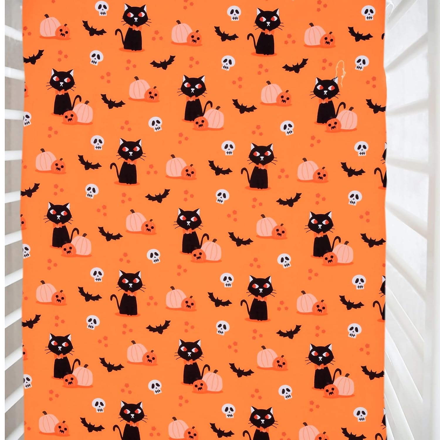 Cloele Halloween Crib Sheet,Pumpkins Cats,Baby Nursery Sheet,52x28in