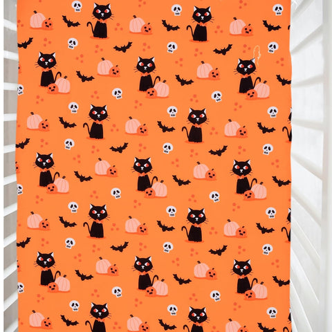 Cloele Halloween Crib Sheet,Pumpkins Cats,Baby Nursery Sheet,52x28in