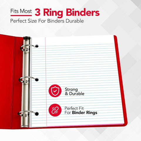Kaisa Notebook Paper USA-Made Loose Leaf Paper, 24 Pack 3600 Sheets 8"x10.5" Wide Ruled - 3-Hole Punched Bulk Filler Paper for 3-Ring Binder, 150 Sheets/Pack, Wholesale Available(24Pack-Wide)