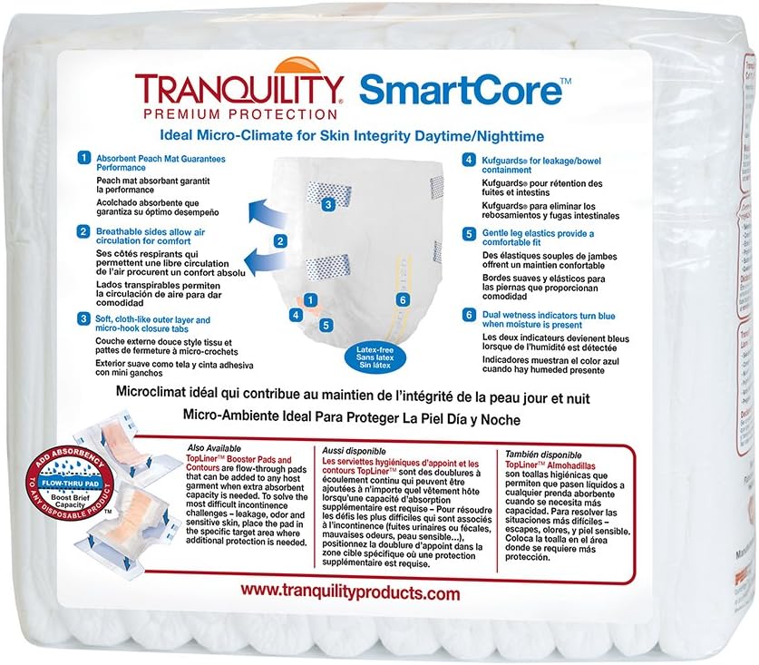 Tranquility SmartCore Adult Diapers with Tabs, Medium, 96 Ct Case
