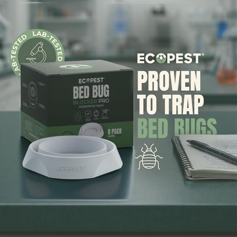 Bed Bug Interceptors – 8 Pack | Bed Bug Blocker (Pro) Interceptor Traps (White) | Insect Trap, Monitor, and Detector for Bed Legs