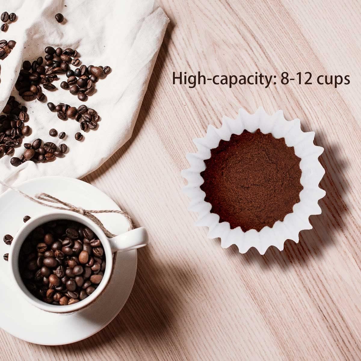 Coffee Filters 8-12 Cup, 7.875 inch x 3.25 inch, 100 Count Basket Coffee Filters, White Disposable 8 to 12 Cup Coffee Filter Paper