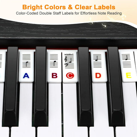 Piano Keyboard Stickers, Removable Piano Keyboard Note Labels for 88-Key