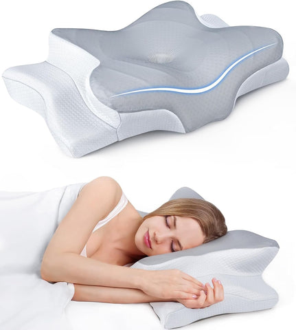 Ultra Pain Relief Cooling Pillow for Neck Support, Adjustable Cervical Pillow Cozy Sleeping, Odorless Ergonomic Contour Memory Foam Pillows, Orthopedic Bed Pillow for Side Back Stomach Sleeper