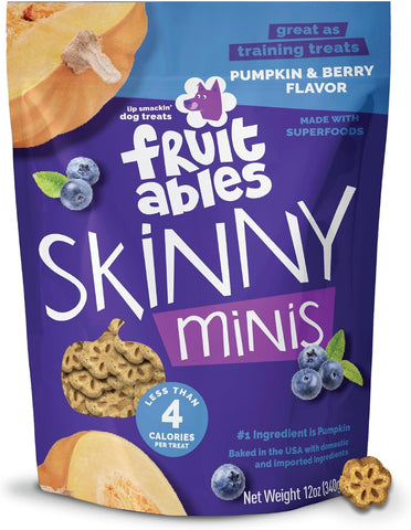 Fruitables Skinny Mini Dog Treats, Training Treats, Pumpkin & Berry, 12oz