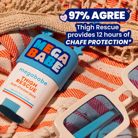 Megababe Thigh Rescue Anti-Chafe Stick Mini | Travel size, great for on-the-go | Prevents skin chafe & irritation | Thighs, arms, bra-lines & more