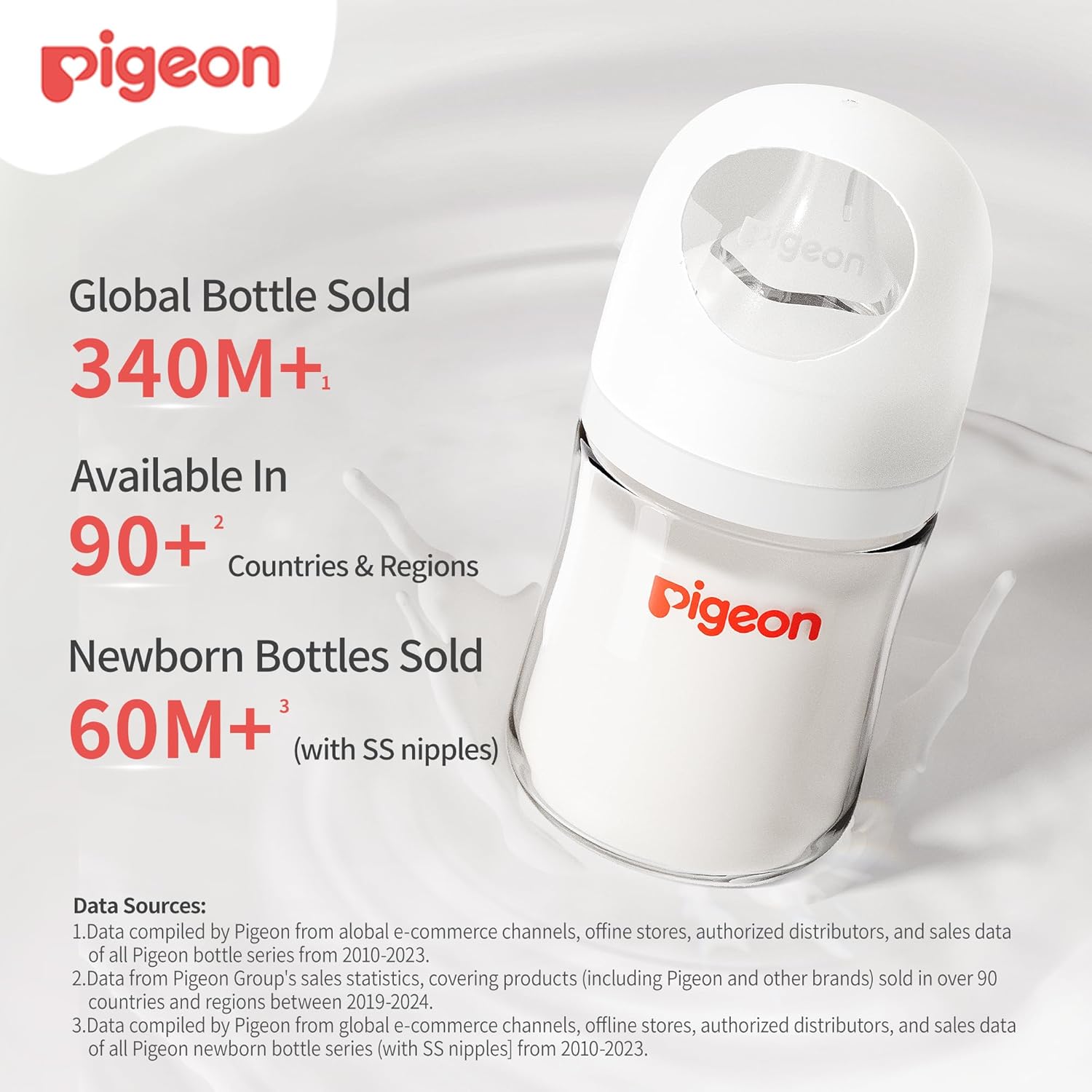 Pigeon Glass Baby Bottles Wide Neck, 5.4 Oz, Pack of 2