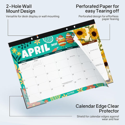 SUNEE Desk Calendar 2026-2027, 17" x 12", 18-Month Monthly Desk Calendar from Jul. 2026 - Dec. 2027, Academic Desk Calendar for Teacher, School, Seasons Color