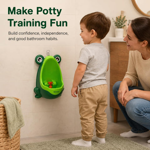 Soraco Cute Frog Potty Training Urinal for Boys with Funny Aiming Target, Toddler Urinals for Potty Training (Green)