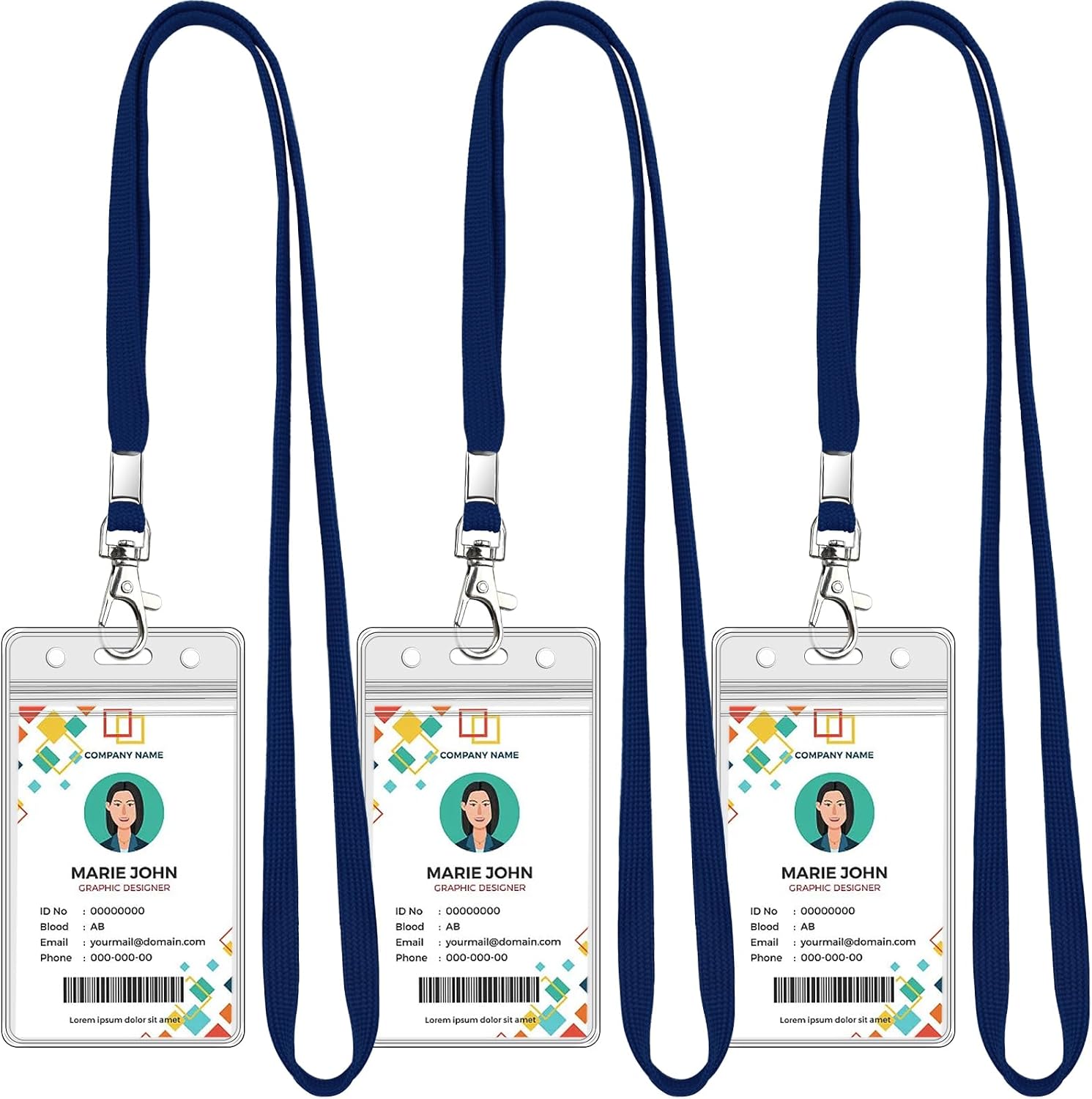 Koorito 3 Pack Clear ID Badge Holder with Lanyard