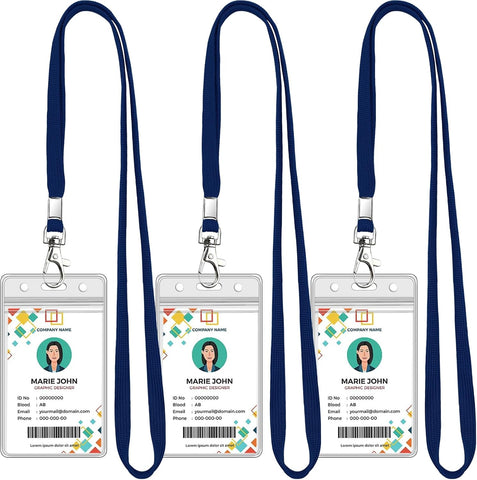 Koorito 3 Pack Clear ID Badge Holder with Lanyard
