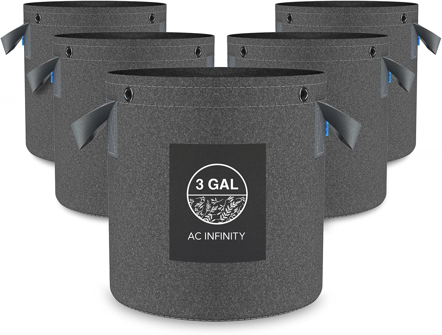 AC Infinity Heavy-Duty 500G Fabric Pots, 3 Gallon Grow Bags 5-Pack
