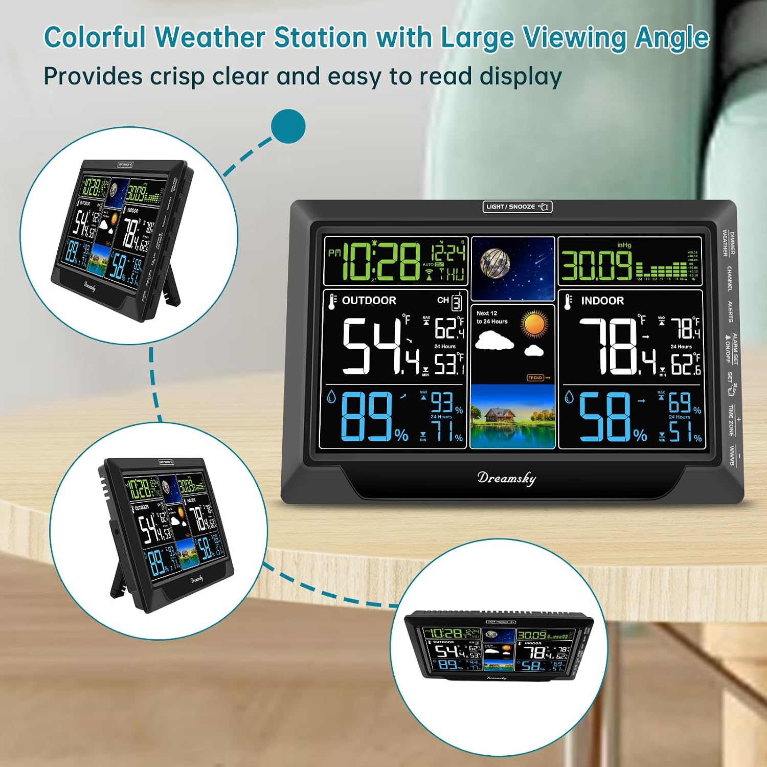 DreamSky Weather Station Indoor Outdoor Thermometer Wireless, Atomic Clock