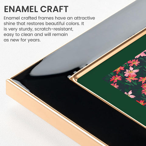 8x10 Enamel Picture Frame, Gold Edge, Black Enamel, Tabletop & Wall, 1pc
