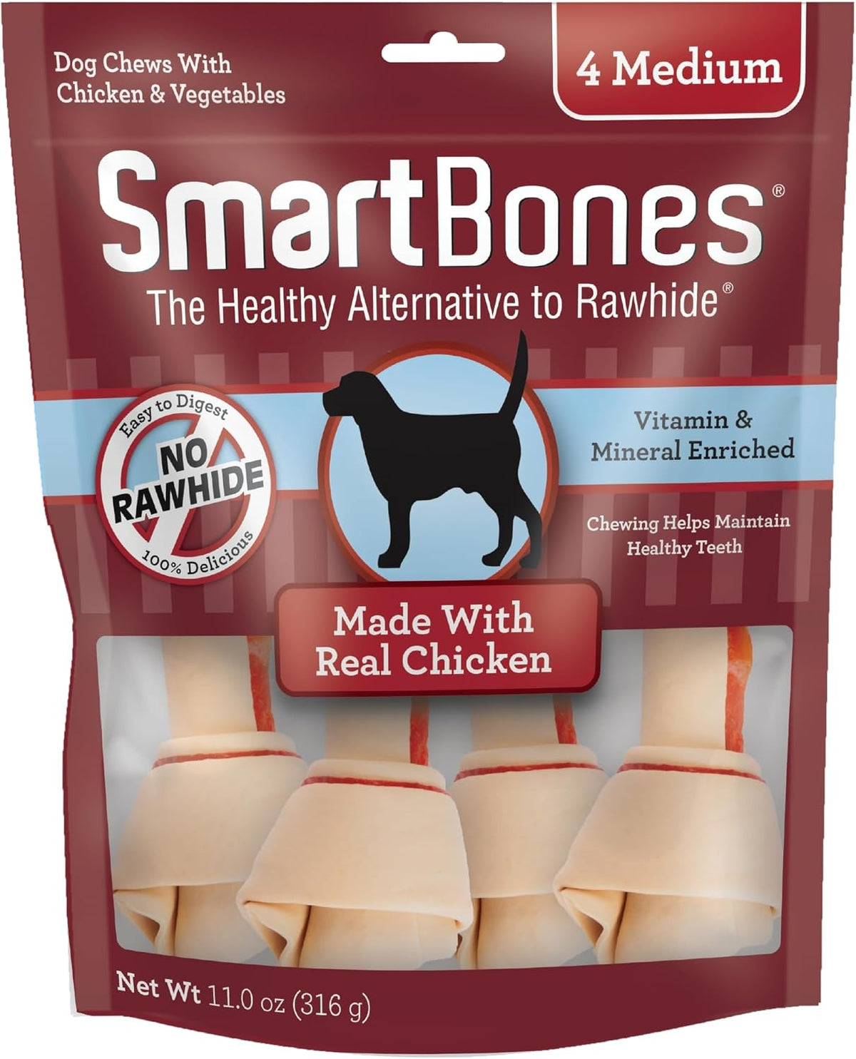 SmartBones Medium Chews, Treat Your Dog to a Rawhide-Free Chew Made with Real Meat and Vegetables