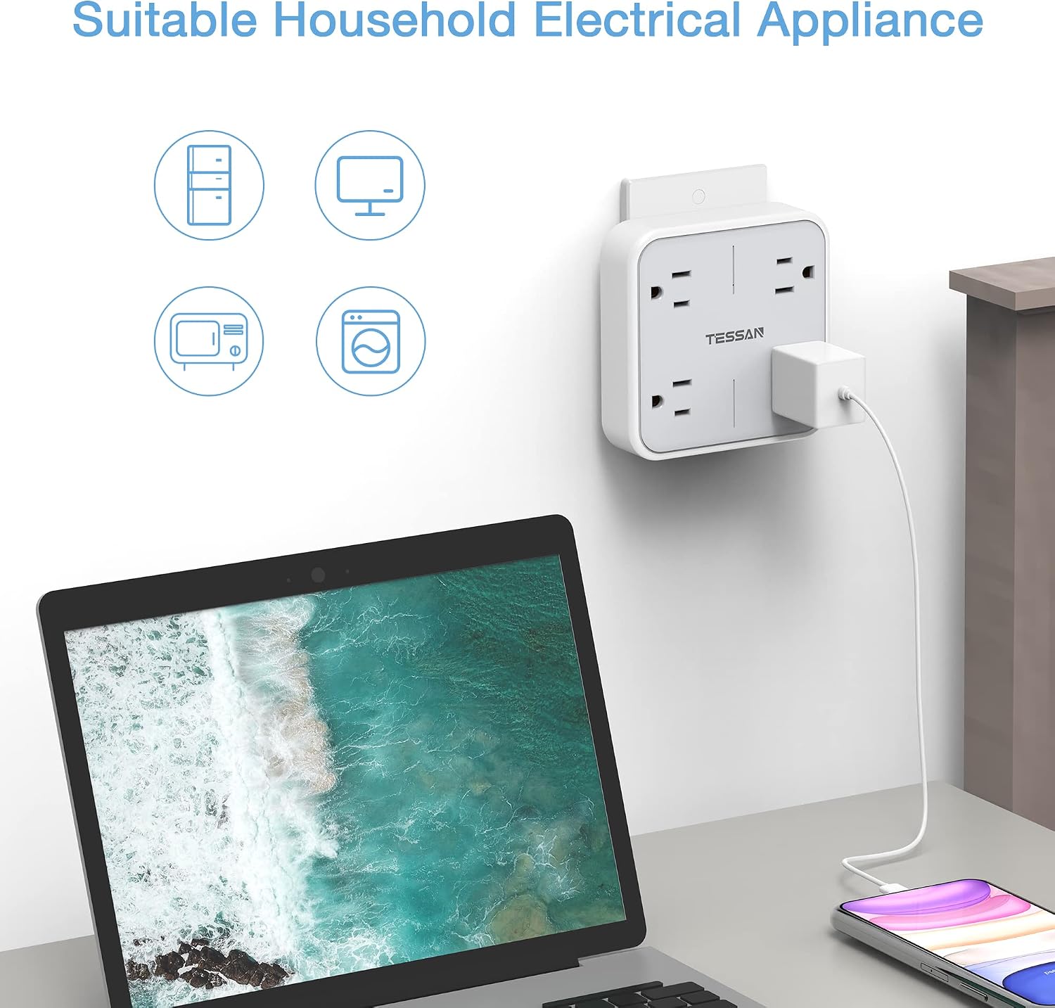 TESSAN Multi Plug Outlet Extender, Surge Protector Splitter