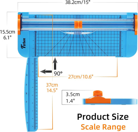 Firbon A4 Paper Cutter, 12 Inch Paper Trimmer with Extened Ruler, Blue