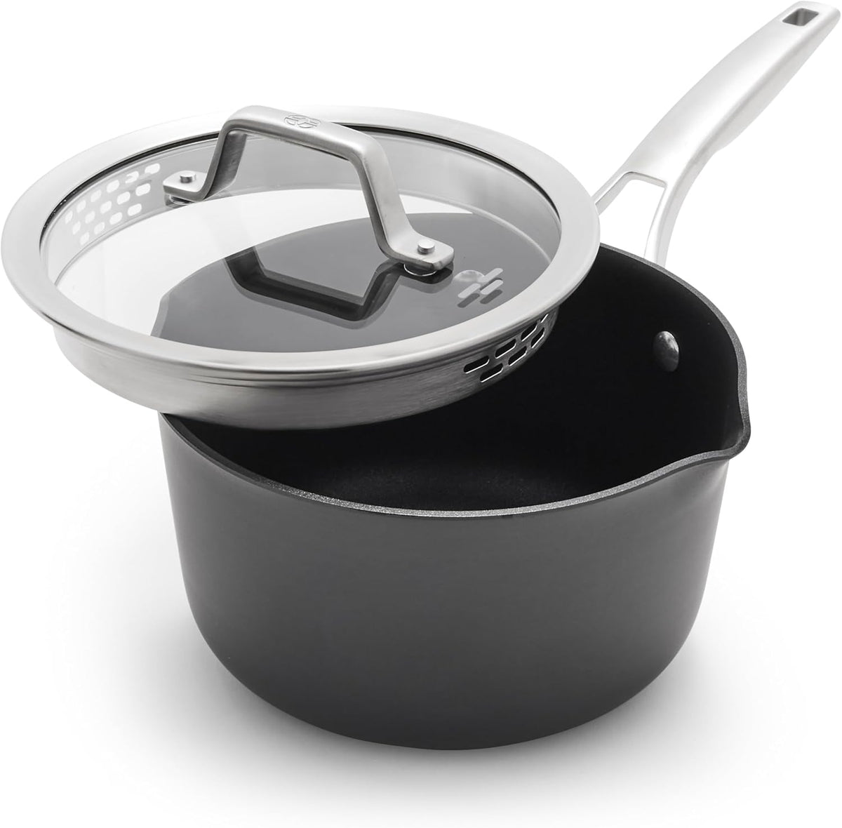 Calphalon Premier Hard-Anodized Nonstick Sauce Pan with Lid, 3.5 Quart