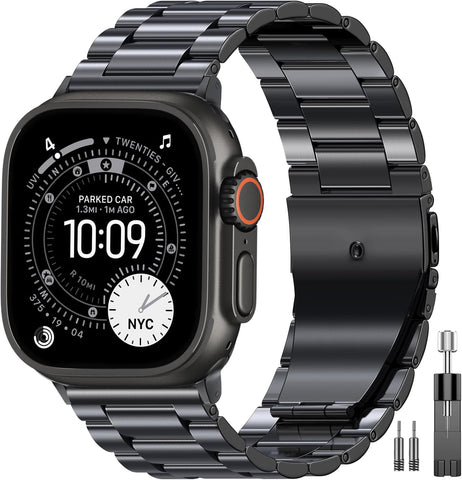 EPULY Compatible with Apple Watch Band 42mm 44mm 45mm 38mm 40mm 41mm Business Stainless Steel Metal Wristband for iWatch SE Series 8 7 6 5 4 3 2 1 for Men Women (Space Grey, 42mm/44mm/45mm)