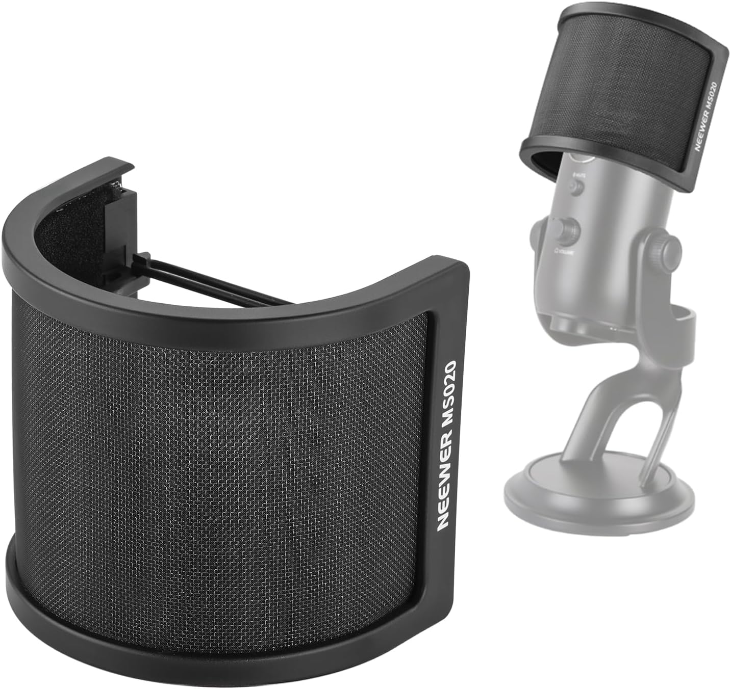 Neewer Professional Microphone Pop Filter Shield Compatible with Blue Yeti and Any Other Microphone, Dual Layered Wind Pop Screen With A Flexible 360 Degree Gooseneck Clip Stabilizing Arm